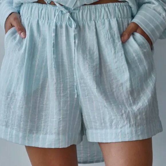 other Pants - Sky Blue Striped High Waist Women's Shorts